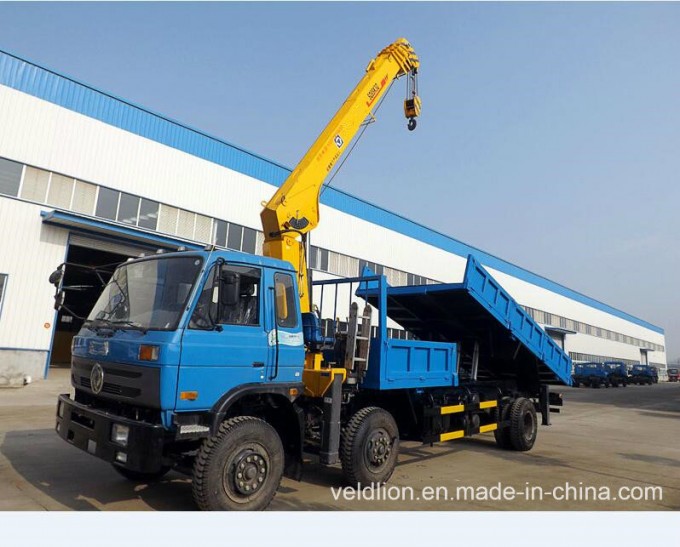 Dongfeng 4X2 Truck Mounted Crane with Self Tipping Box Image1