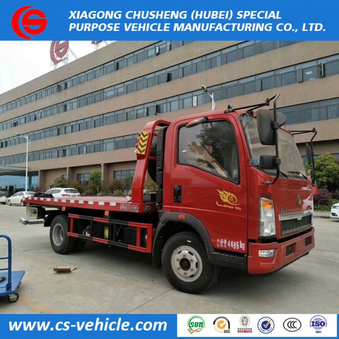HOWO 4X2 Small 3tons Road Recovery Truck 4t Flatbed Tow Truck 5tons Price Image1