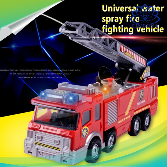 Electric Water Spray Car Musical Fire Fighting Truck Diecast Sprinkler Fire Truck for Children Image1