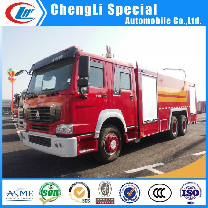 8000liters 10t 12ton Water Foam Tank HOWO Fire Fighting Truck for Sale Image1