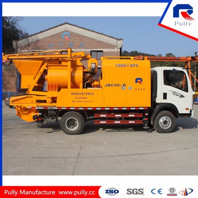 Electric Truck Mounted Twin-Sharft Concrete Mixer with Pump Image1