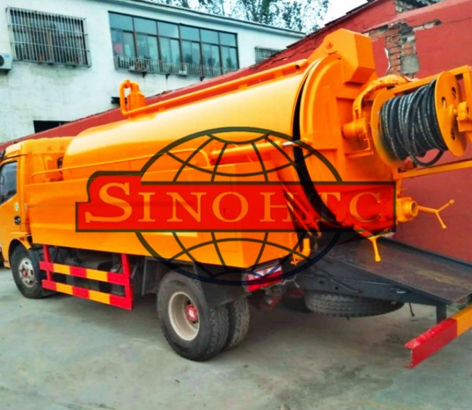 10m3 cleaning sewage suction truck, Sewage Vacuum Suction Trucks with Jetting for Sewer Cleaning Image1