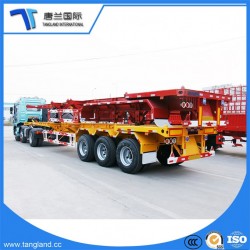3 Axle Skeletal or Skeleton 2*20FT and 40FT Common Low Bed Semi Trailer, Trailer Dimensions and Truc