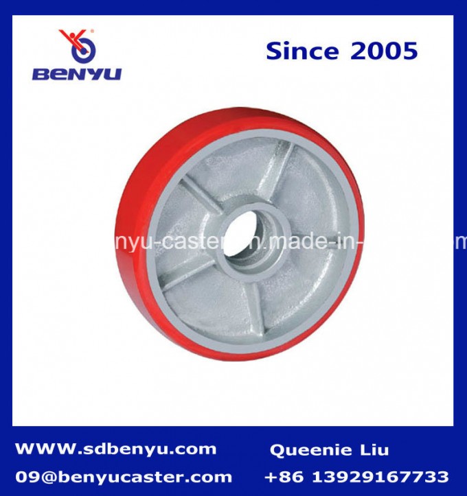 Cast Iron and PU Steer Wheel for Hand Pallet Truck Red Color Image1