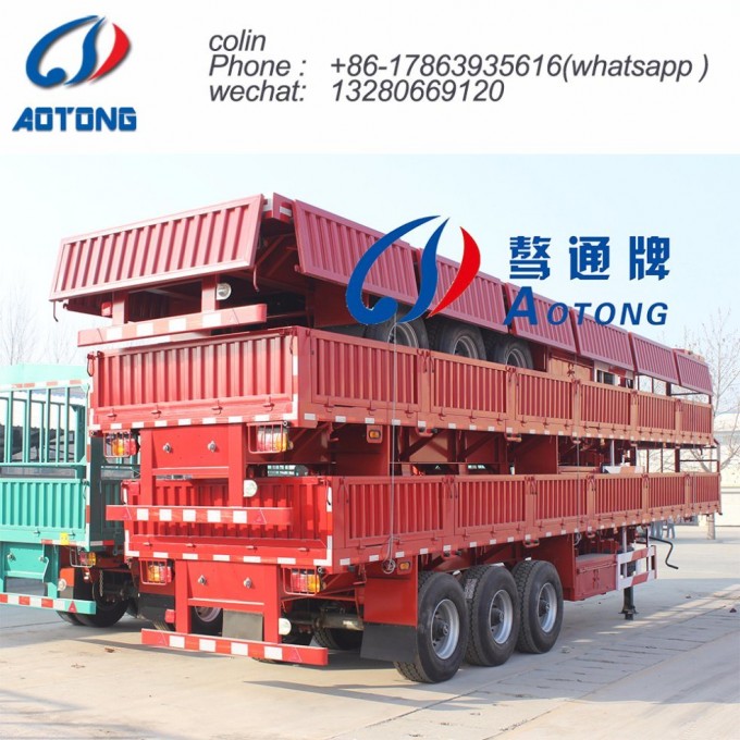 3 Axles 40FT Side Wall Flatbed Container Semi Trailer Image1