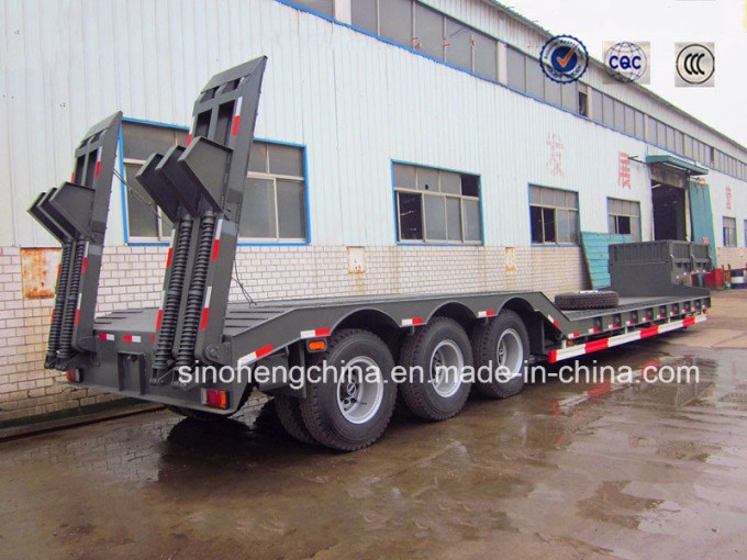 30 Ton Low Bed Flatbed Semi Truck Trailer 3 Axles Image1