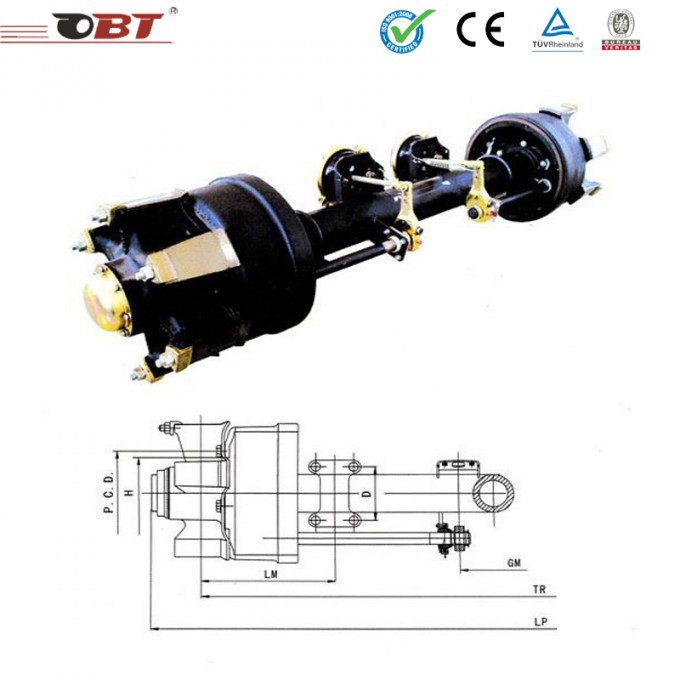 OEM Customized 13t American Type Semi Trailer Axle for Tractor Image1