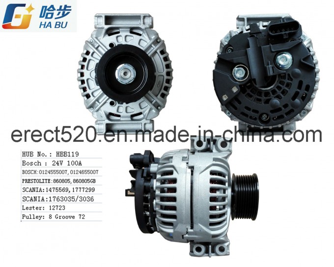 24V 100A Truck Alternator 0124555007 for Mercede-S Truck Lester: 12723 Image1