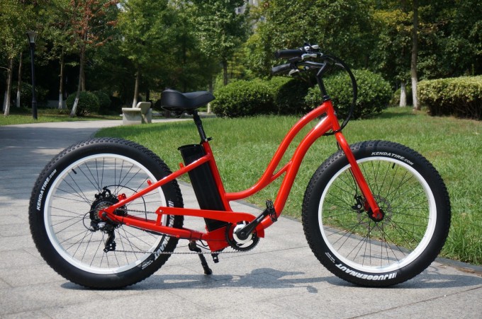26′′ Fat Tire Beach Cruiser electric Bicycle for Lady Image1
