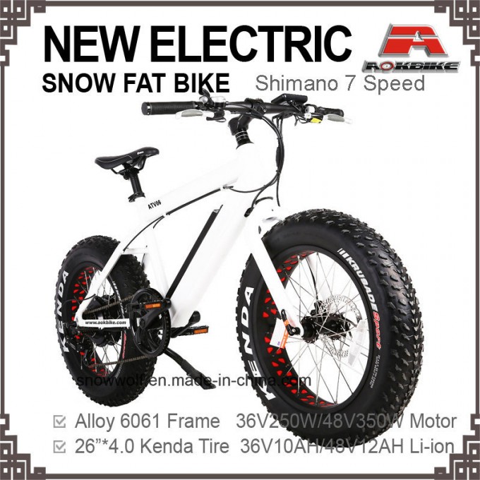 E-Bicycle 26*4.0 Tire Electric Bicycle Fat Beach Cruiser Bike 7 Speed Alloy Frame Image1