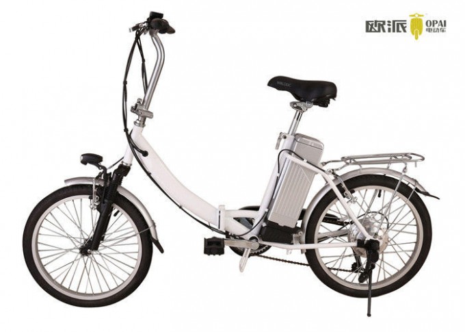 Silver Folding Electric Bicycle Lightweight Adjustable Two Wheel Electric Bike Image1