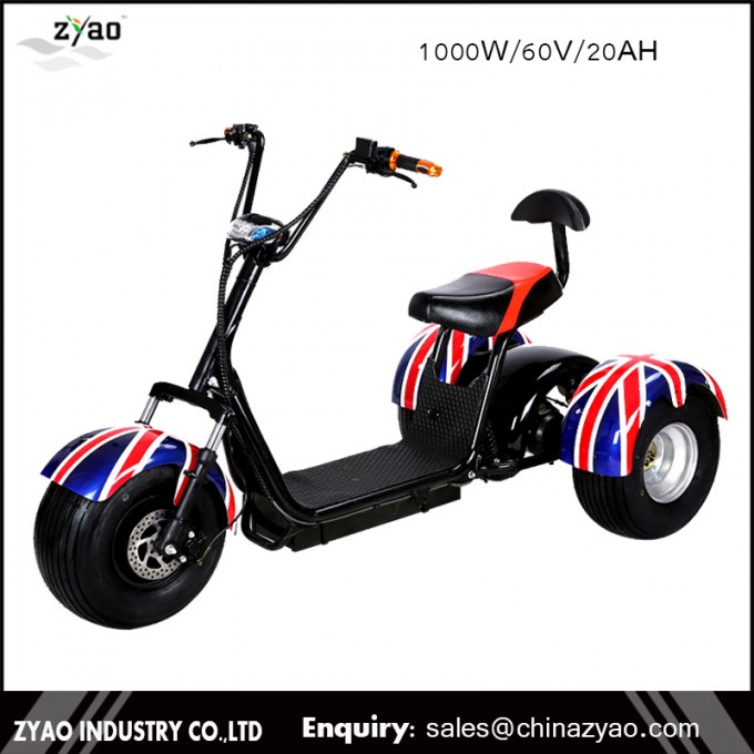1000W60V Front Back Suspension New Citycoco Harlley Three Wheel Electric Scooter/Cheap Electric Trik Image1