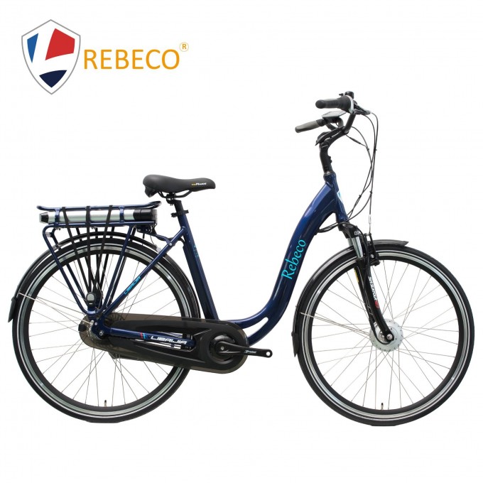 Green Electric City Ebike with Full Suspension Shock Image1