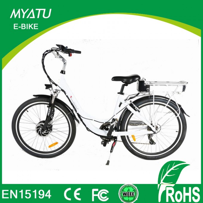 28 Inch Step Throught Electric Bicycle with Suspension Seat Post Image1