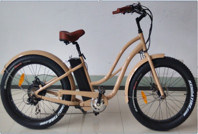 4.0 Inch Fat Trie Snow Beach Cruiser E-Bike 500W 48V Fork Suspension Mountain Bike Image1