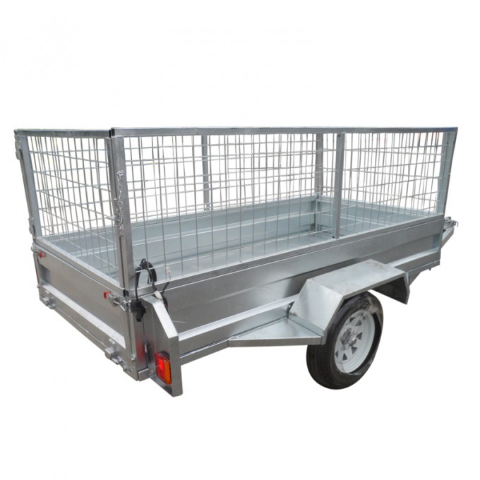Galvanized Tilt 7X4 7X5 8X4 8X5 9X5 Box Trailer with Cage Image1