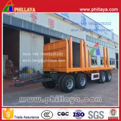 40ton Four Axle Flatbed Draw Bar Trailer with Pipe Pillars