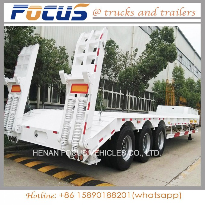 80t Hydraulic Lowbed/Low Deck/ Low Loader Cargo Semi Truck Trailer Image1