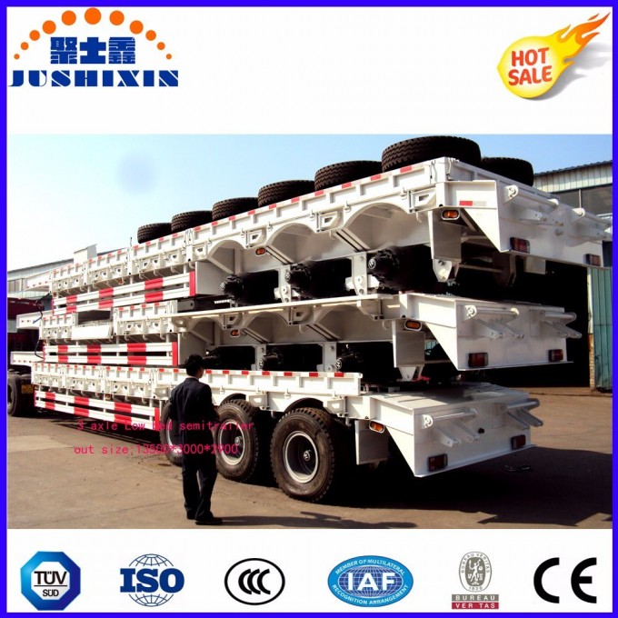 China White 3axles Excavator Transport Gooseneck Lowboy/Low Bed/Lowbed Semi Truck Trailer Image1