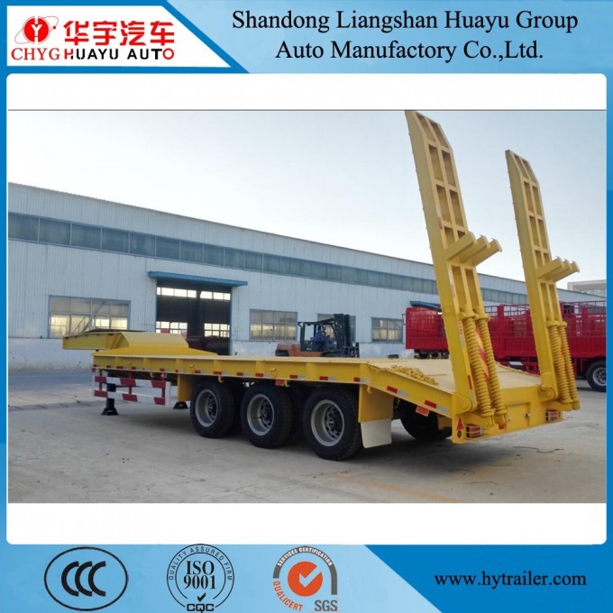 2/3/4 Axle 60t Lowbed Truck Semi Trailer for Excavator Heavy Duty Machinery Transport Image1