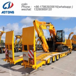 3 Axles Excavator Transport Low Flatbed Truck Trailer