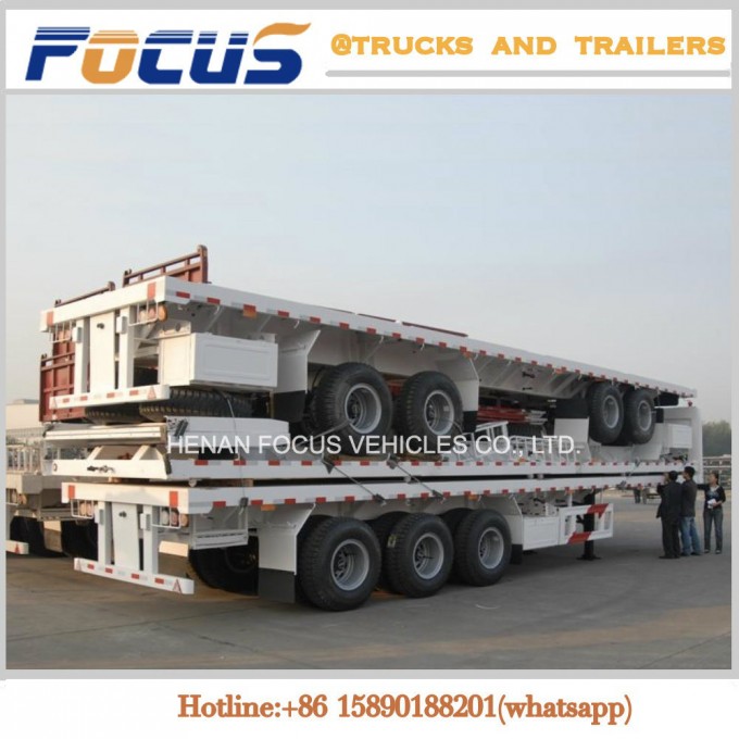 40FT Tri-Axle Flatbed Container Truck Semi Trailer Image1