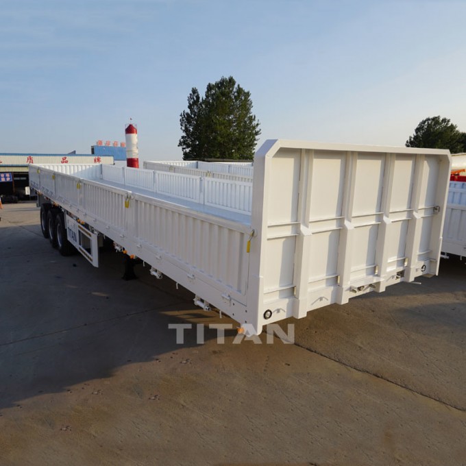 Tri-Axle Flatbed Trailer 40FT Side Wall Open Semi Trailer in Truck Trailer Flatbed Trailer with Remo Image1
