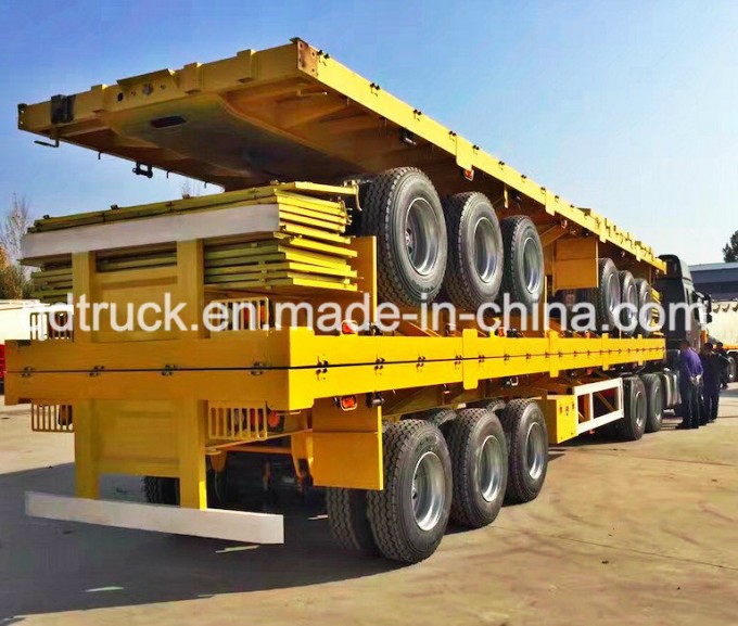 3 Axle Platform Flatbed Container Transport Truck Trailers Image1