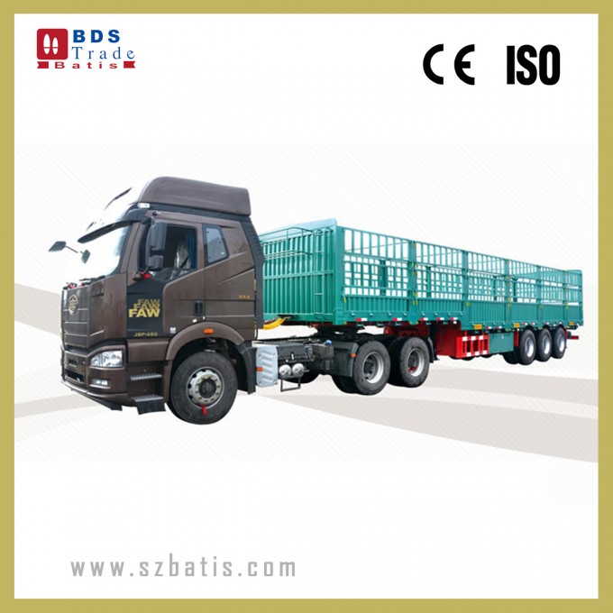 3 Axles Fence Twist Locks Semi Truck Trailer Image1