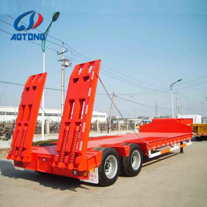 China Supplier 2axles Lowboy Truck Trailers/Lowbed Semi Trailer Dimensions Image1