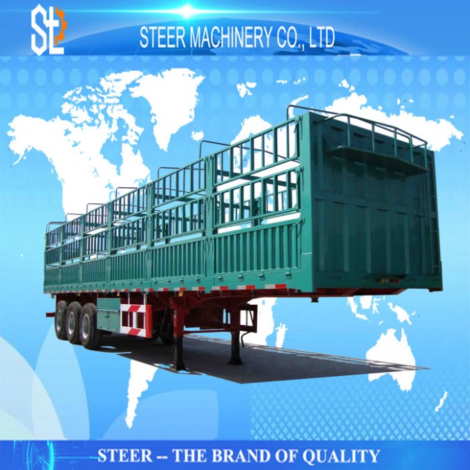 Flatbed Trailer Side Wall Fence Cargo Truck Trailer for Sale Image1