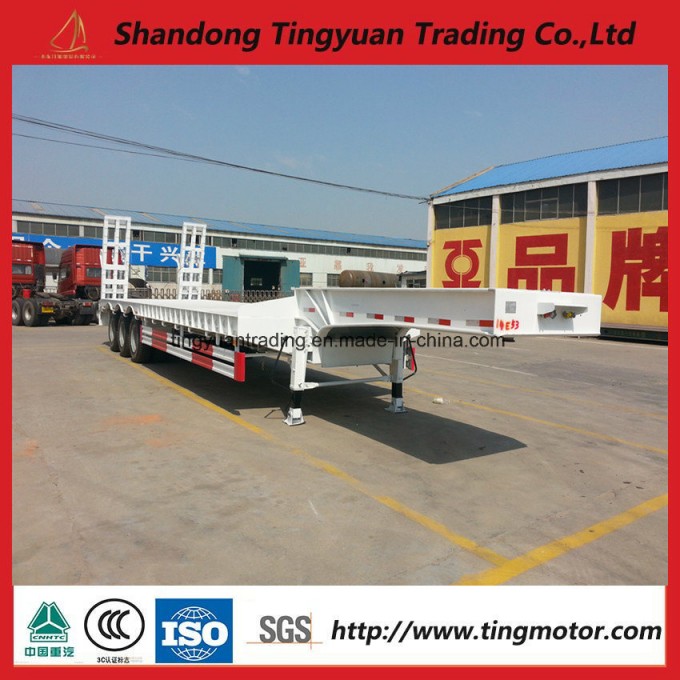 60t Tri Axle Lowbed/ Lowdeck/ Low Platform Cargo Heavy Truck Semi Trailer Image1