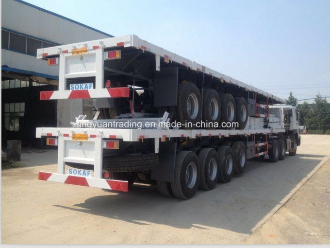 3 Axle 20FT Container Carry Flatbed Truck or 40t Container Truck Trailer for Sale Image1