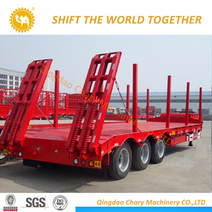 3 Axles Lowbed Semi Trailer 50-80t Cimc Low Bed Trailer Lowboy Semi Trailer Image1
