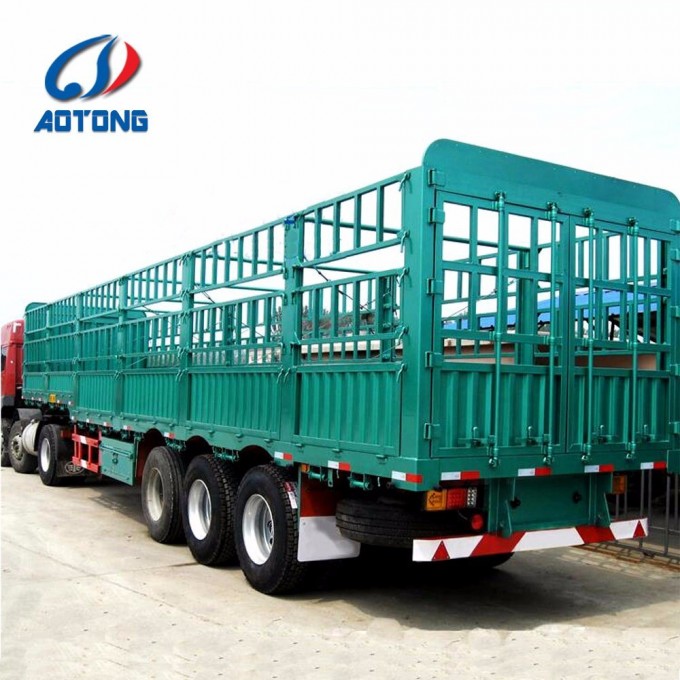Aotong 3axle Animals Transport Fence Semi Trailer/Truck Trailer for Sale Image1