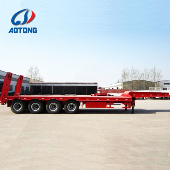 Hot Sale 4axle Low Bed Truck Trailer with Rear Ladder Image1