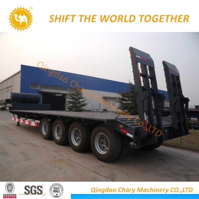 4axles 100tons Drop Deck Low Bed Truck Semi Trailer Image1