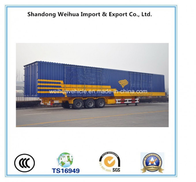 3 Axles Blue Box Truck Trailer of Cargo Semi Trailer Image1