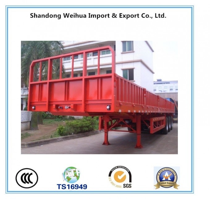 12.4m 40t Triangle Tyre Fuwa 3 Axle Side Wall Flat Bed Truck Semi Trailer for Vietnam Image1