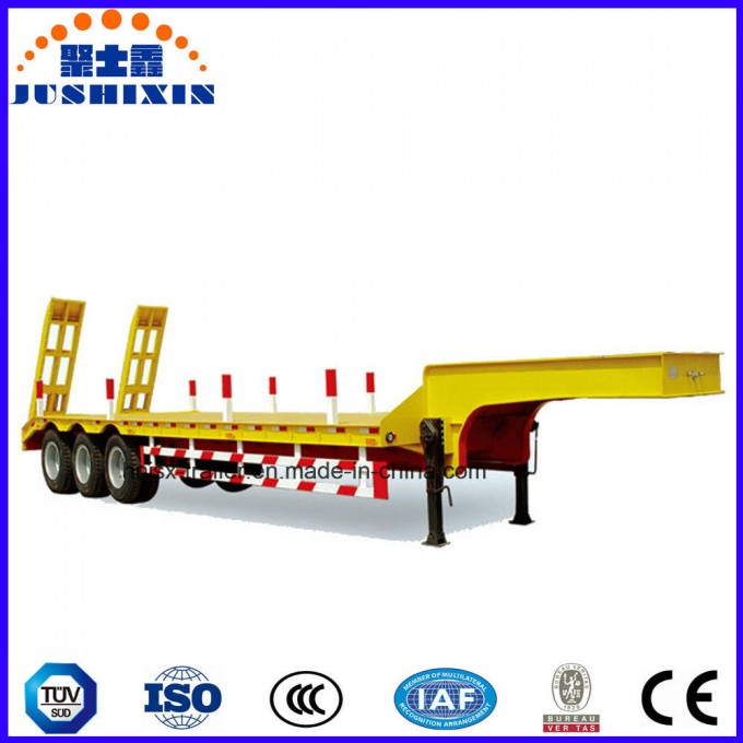 3 Axle 50t-80t Low Bed/Lowboy Semi Truck Trailer with Column Image1