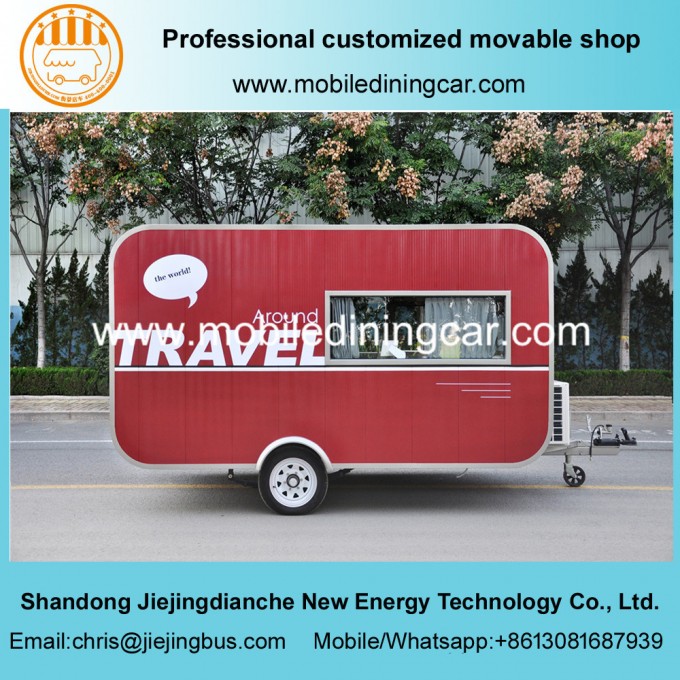Red Jiejing Made Caravan Mobile Trailer for Travelling Image1