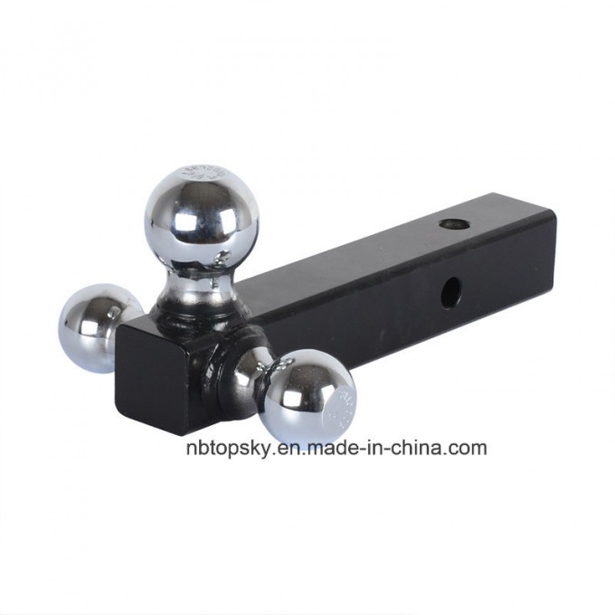 Triple Trailer Ball Mount, Chrome, with Solid Shank Towing Hitch Mount Image1