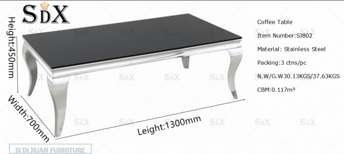 Coaster Hot Sale Stainless Steel Frame Black Glass coffee Table Image1