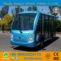 Zhongyi 11 Seater off Road Battery Powered Classic Shuttle Enclosed Electric City Sightseeing Bus wi