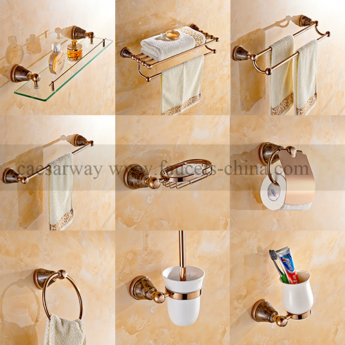 New Design Rose Golden Jade Bathroom Accessories Image1