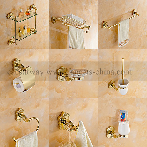Wall Mounted Golden Bathroom Accessories Image1