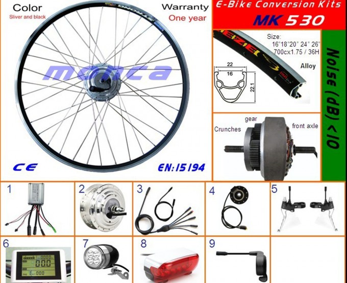 Electric Bicycle Kit with 250W Front Brushless DC Hub Motor Kit Shimano Parts 8fun Kenda Tyre Image1