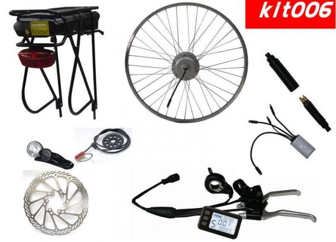 Whole Set Electric Bicycle Conversion Kit with Rear Rack Li-ion Battery Integrated Back Light Image1
