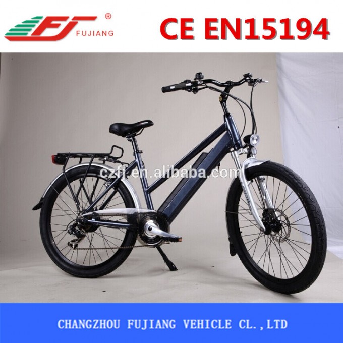 Good Performance Woman Electric Bike with Carrier&Basket&Back Seat Image1