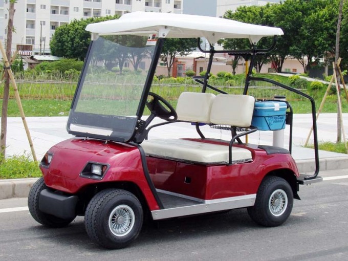 2 Seater Red Electric Golf Shuttle Cart Image1
